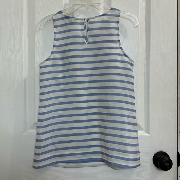 J. Crew Blue & White Striped Sleeveless Blouse 0 XS Coastal - Picture 2 of 8